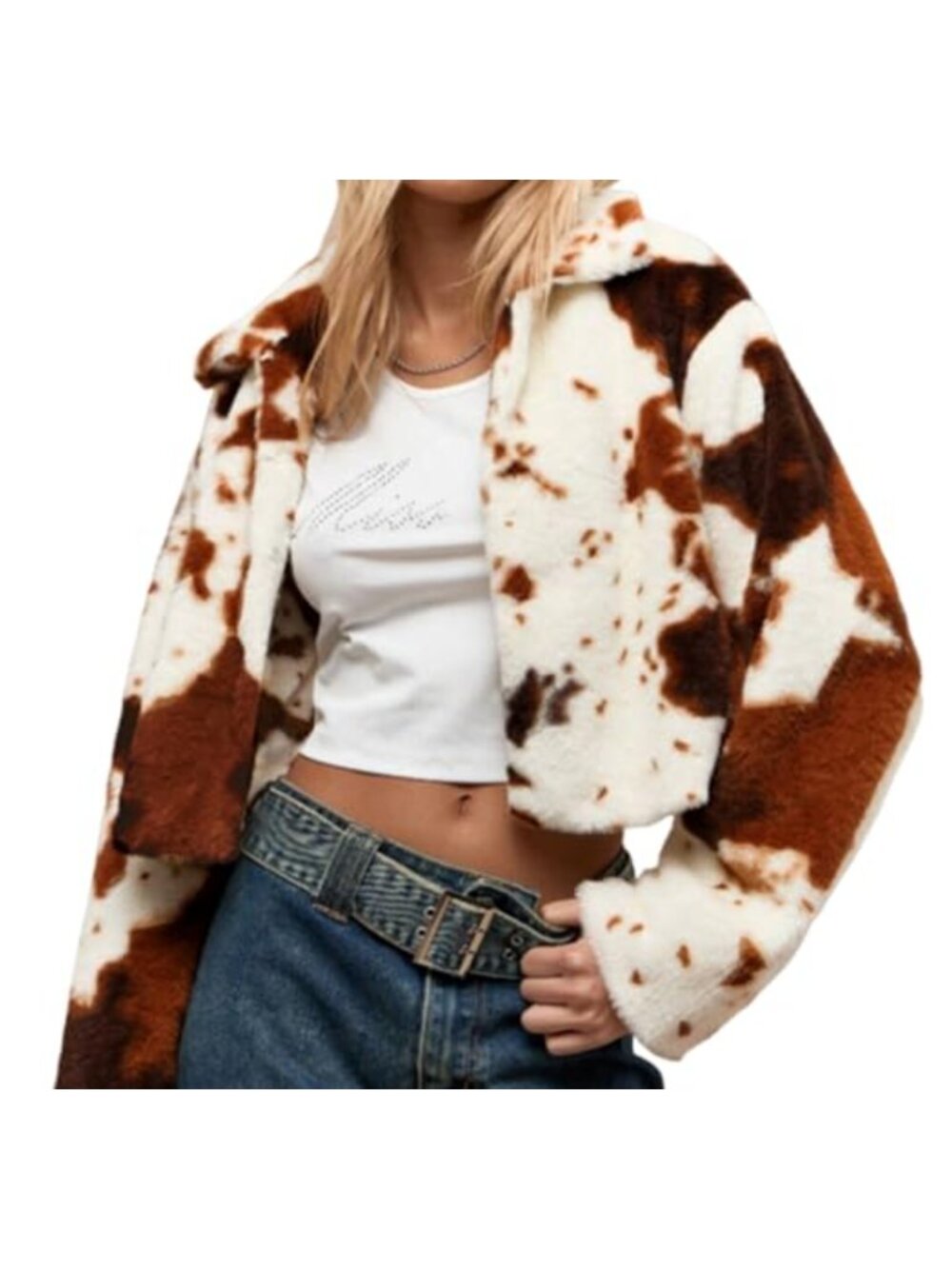 Womens Cropped Fleece Cardigan Jacket Long Sleeve Lightweight Cozy